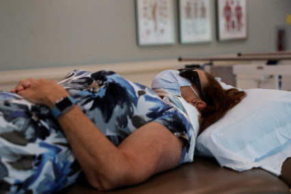 Lynn Ryan, long-hauler from the coronavirus disease (COVID-19) pandemic, after rehabilitation session at Sarasota Memorial...