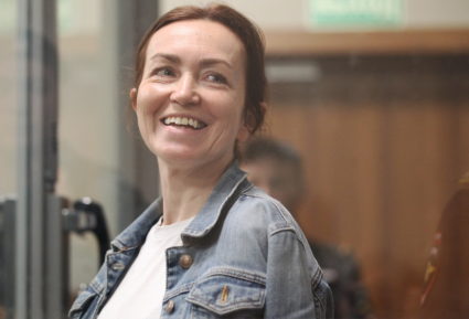 Journalist Alsu Kurmasheva attends a court hearing in Kazan