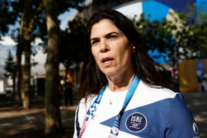 Head of Israel's Olympic committee, Yael Arad attends an interview with Reuters on the sidelines of the Paris 2024 Olympic...