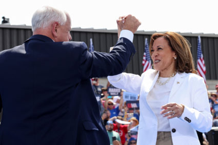 U.S. VP and Democratic presidential candidate Harris and her running mate Minnesota Governor Walz campaign in Eau Claire