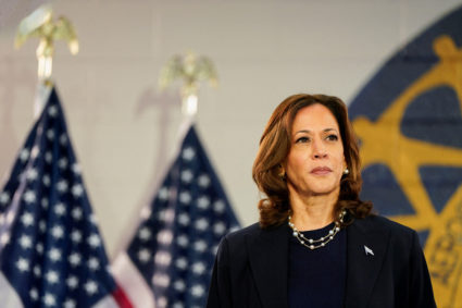 U.S. Vice President and Democratic presidential candidate Kamala Harris makes a campaign stop in Wayne, Michigan