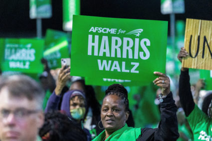 Supporters attend U.S. Democratic vice presidential candidate Walz speech in L.A.
