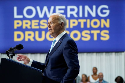 U.S. President Biden and Vice President Harris deliver remarks on Medicare drug price negotiations, in Prince George's County