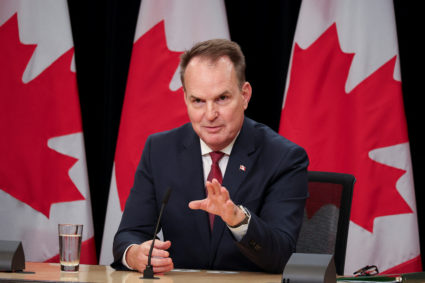 Canada's Minister of Labour Steve MacKinnon speaks to the media about rail stoppages, in Ottawa
