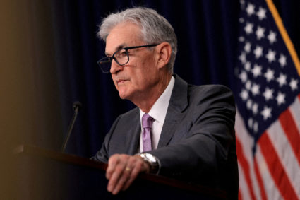 FILE PHOTO: U.S. Federal Reserve Chair Jerome Powell holds a press conference following a two-day meeting of the Federal O...