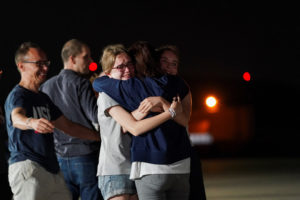 U.S. President Joe Biden meets with Americans released from detention in Russia, upon their arrival at Joint Base Andrews