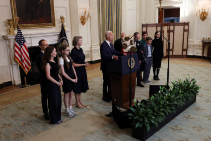 U.S. President Joe Biden speaks about the release of Americans detained in Russia, in Washington