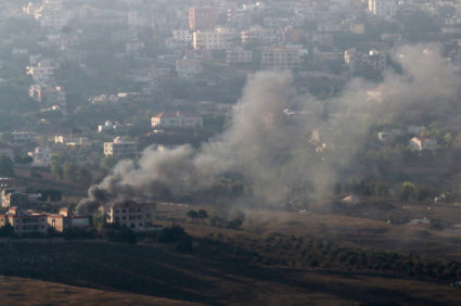 Smoke rises from the southern Lebanese town of Khiam