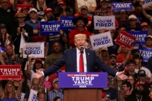 FILE PHOTO: Republican presidential nominee and former U.S. President Trump holds a campaign rally, in Bozeman