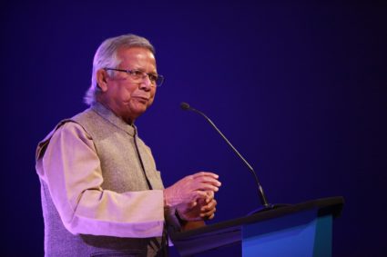 Nobel Peace laureate Muhammad Yunus speaks at the Trust Women Conference, London