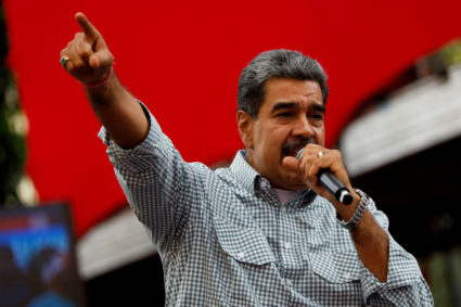 FILE PHOTO: Venezuelan President Nicolas Maduro delivers a speech