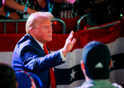 Republican presidential nominee and former U.S. President Trump holds a campaign town hall meeting in Flint