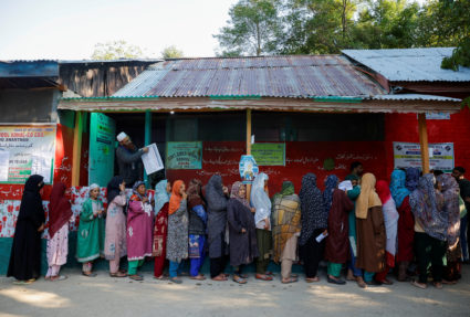 Indian-controlled Kashmir sees voters head to the polls for local government election for first time after losing autonomy