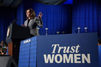 Democratic presidential nominee and U.S. Vice President Kamala Harris holds campaign event in Atlanta