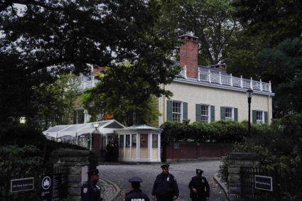 View of outside Gracie Mansion, the official residence of New York City Mayor Eric Adams, amid reports that he will be cha...