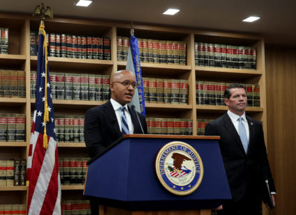 Press conference after NY Mayor Adams was charged with bribery and illegally soliciting a campaign contribution from a for...