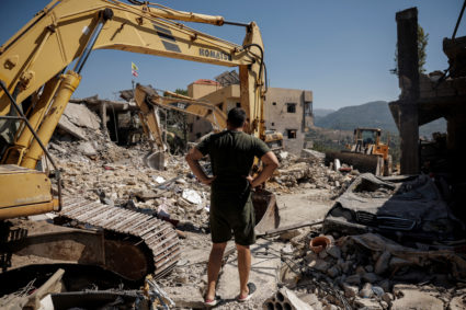 Aftermath of an Israeli strike on residential buildings in the Lebanese village Maaysrah, north of Beirut