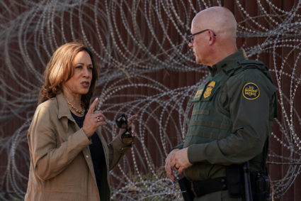 Democratic presidential nominee and U.S. VP Kamala Harris visits US-Mexico border