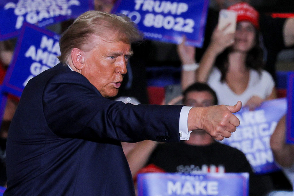 Republican presidential nominee Trump holds a campaign rally, in Erie