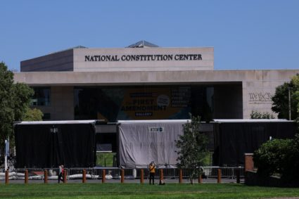 Preparations are underway at the National Constitution Center for the presidential debate in Philadelphia