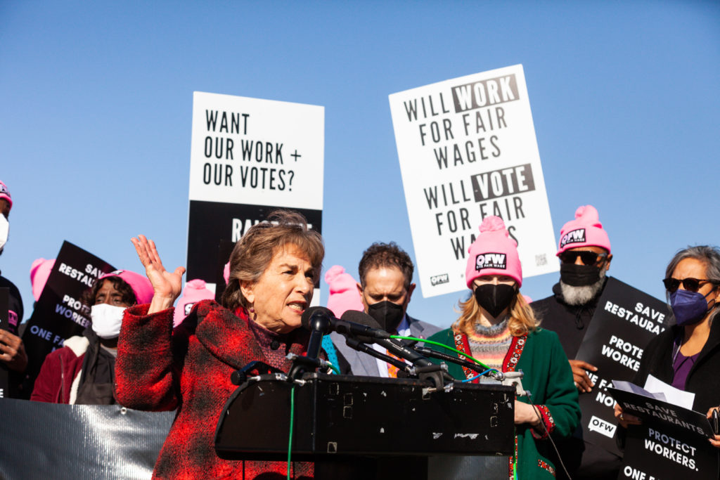 Workers and Congresspeople demand abolition of the subminimum wage for tipped workers