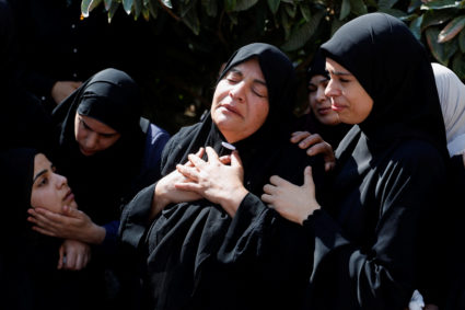 Funeral of Palestinians who were killed in an Israeli airstrike, in Tulkarm camp