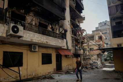 Aftermath of the Israeli strikes in the Chiyah area of Dahiyeh