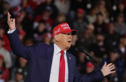 Republican presidential nominee and former U.S. president Donald Trump holds a rally in Juneau