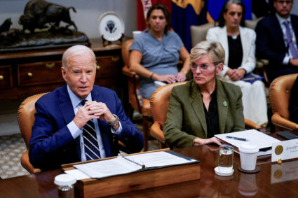 U.S. President Joe Biden speaks about the federal government response to Hurricane Helene and preparations for Hurricane M...