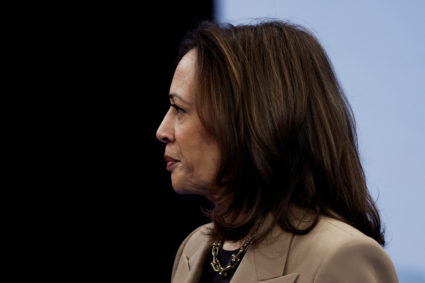 U.S. Vice President and Democratic presidential nominee Harris participates in a town hall presented by Spanish-language n...