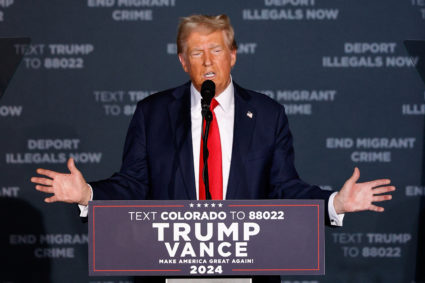 Republican presidential nominee and former U.S. President Donald Trump holds a rally at Gaylord Rockies Resort and Convent...