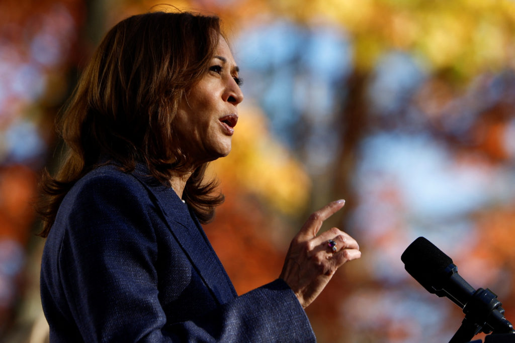 Democratic presidential nominee U.S. Vice President Harris campaigns in Washington Crossing