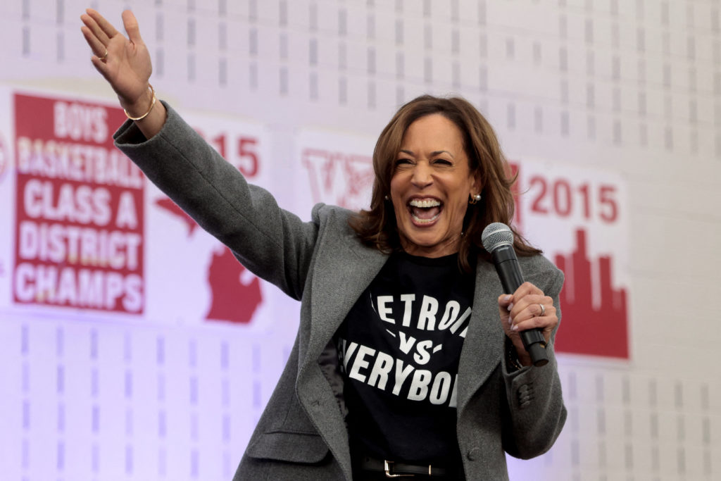 Democratic presidential nominee U.S. Vice President Kamala Harris campaigns in Detroit
