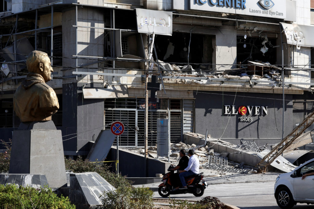 Aftermath of Israeli airstrikes that hit several branches of 'Al-Qard al-Hassan'