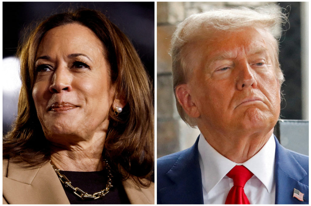 FILE PHOTO: Republican presidential candidate and former U.S. President Donald Trump and Democratic candidate U.S. Vice Pr...