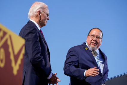 U.S. President Joe Biden delivers remarks in Gila River Indian Community