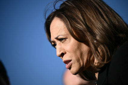 US Vice President and Democratic presidential nominee Kamala Harris boards Air Force Two at Joint Base Andrews