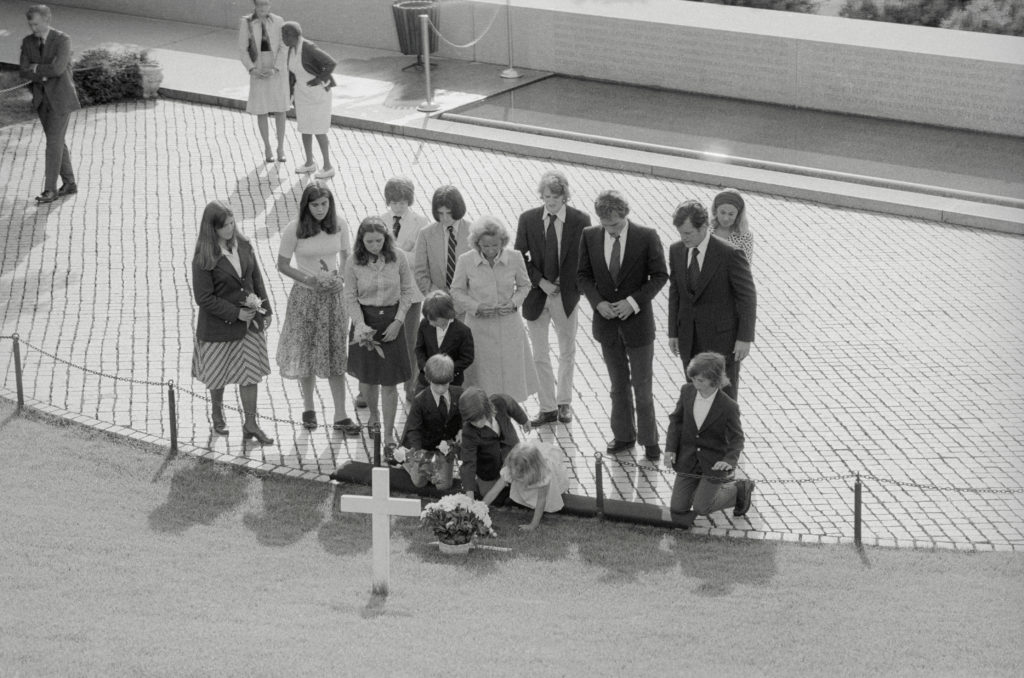 Ethel Kennedy and Family Members at Robert F. Kennedy Gravesite