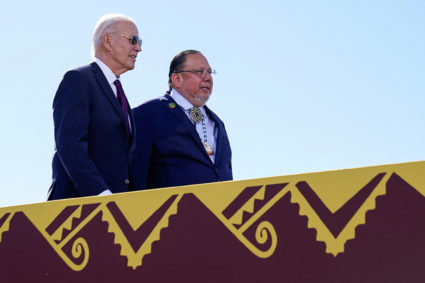 U.S. President Joe Biden delivers remarks in Gila River Indian Community