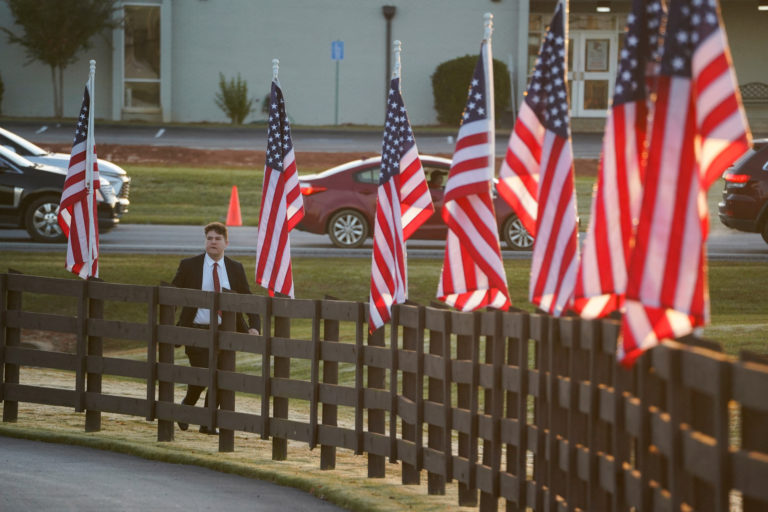 Former U.S. President Donald Trump campaigns in Zebulon, Georgia