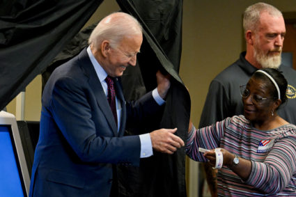 U.S. President Joe Biden votes in the 2024 presidential election, in New Castle