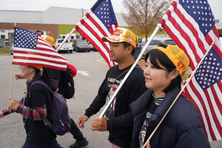 Republican presidential nominee and former U.S. President Donald Trump campaigns in Rocky Mount