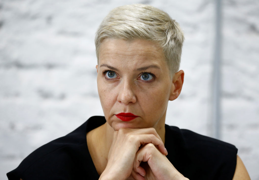 Representatives of the Coordination Council for members of the Belarusian opposition attend a news conference in Minsk