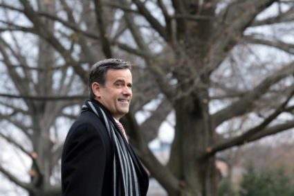 John Ratcliffe, Director of National Intelligence, departs with U.S. President Donald Trump to West Point, New York from t...