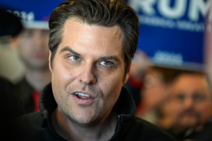 U.S. Representative Gaetz campaigns for Republican presidential candidate and former U.S. President Donald Trump in Manche...