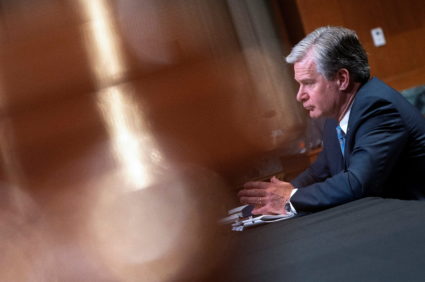 FBI Director Christopher Wray testifies before a Senate Appropriations Commerce, Justice, Science, and Related Agencies Su...