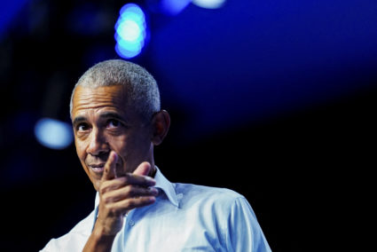 Former U.S. President Barack Obama and rock star Bruce Springsteen campaign for Kamala Harris and Tim Walz in Philadelphia