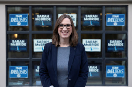 Sarah McBride, candidate for United States Representative, prepares for upcoming election day