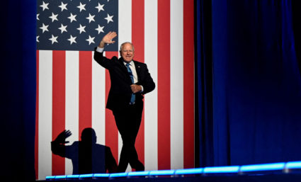 Democratic Vice-Presidential nominee Tim Walz campaigns in West Ellis, Wisconsin