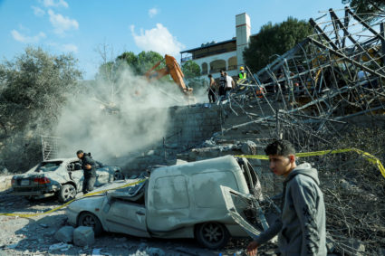 Aftermath of an Israeli strike, in the town of Almat